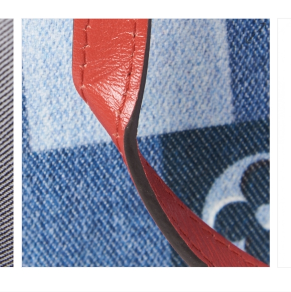 ❗️SOLD❗️2×🎉HP🎉Louis Vuitton Denim Damier Monogram Blue Rouge Onthego GM - Picture 9 of 16